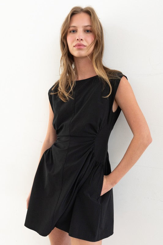 Cap Sleeve Mini Dress Black