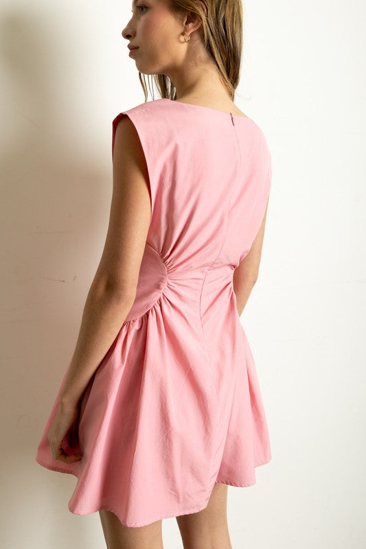 Cap Sleeve Mini Dress Candy Pink