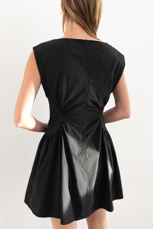 Cap Sleeve Mini Dress Black