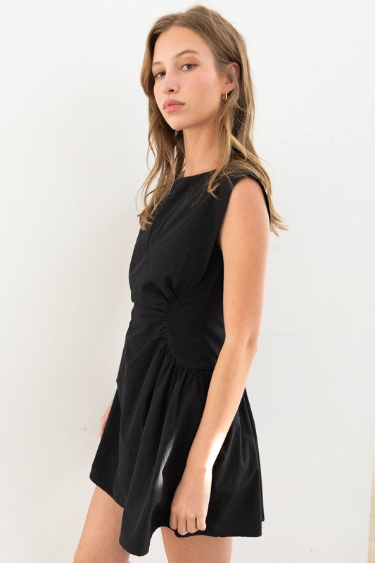 Cap Sleeve Mini Dress Black