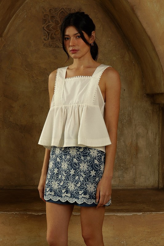 Sleeveless Babydoll Top Ivory