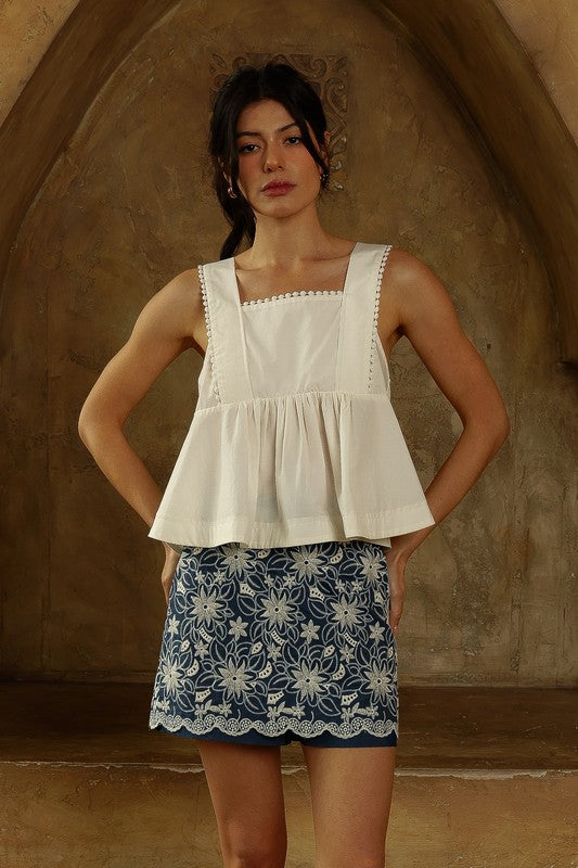 Sleeveless Babydoll Top Ivory