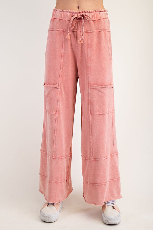 Mineral Washed Terry Knit Pants Mauve