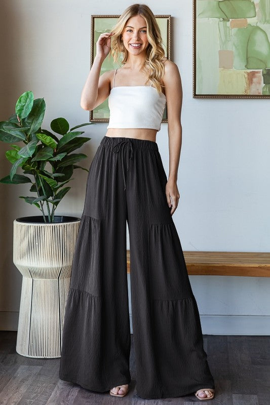 Over Wide Leg Solid Pants Black