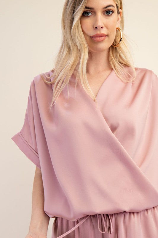 Surplice Neck Oversized Top Blush