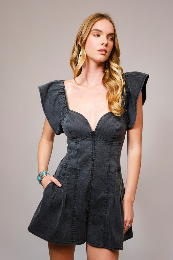 Spaghetti Strap Exposed Seam Dress Light Denim