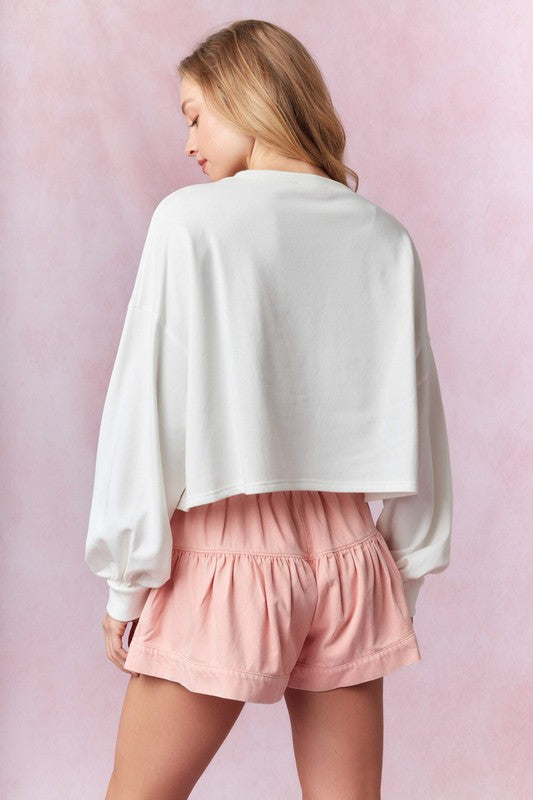 Easter Tweed Embroidery Sweatshirt White