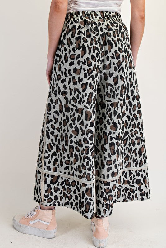 Animal Print Mineral Washed Lounge Pants Sage
