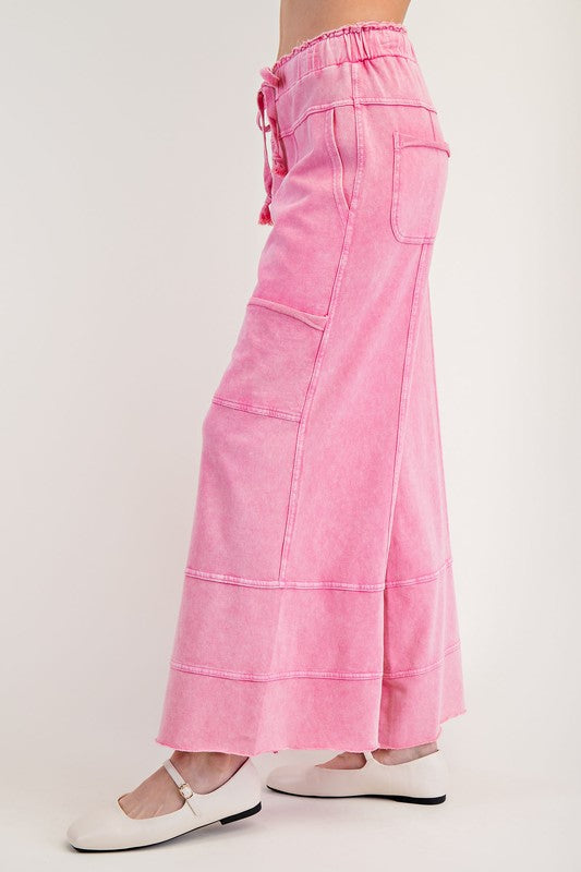 Mineral Washed Terry Knit Pants Barbie Pink