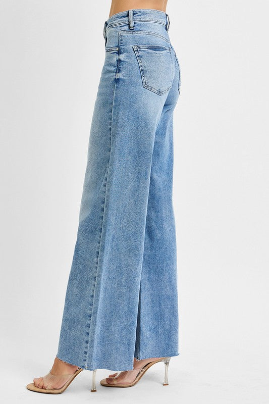 High Rise Ankle Palazzo Jeans Light