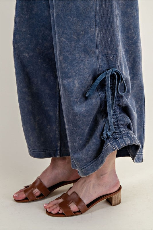 Mineral Washed V-Neck Jumpsuit Denim