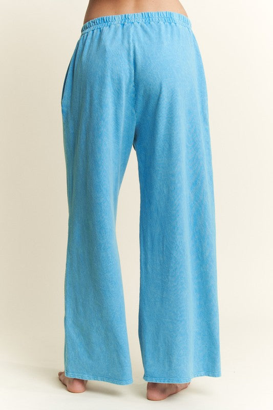 Mineral Washed Mesh Star Pants Ocean Blue