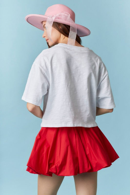 Embroidery Detail Cropped Top Off White