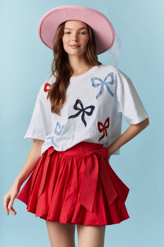 Embroidery Detail Cropped Top Off White