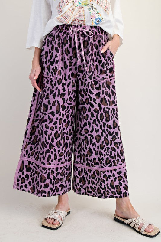 Animal Print Mineral Washed Lounge Pants Orchid