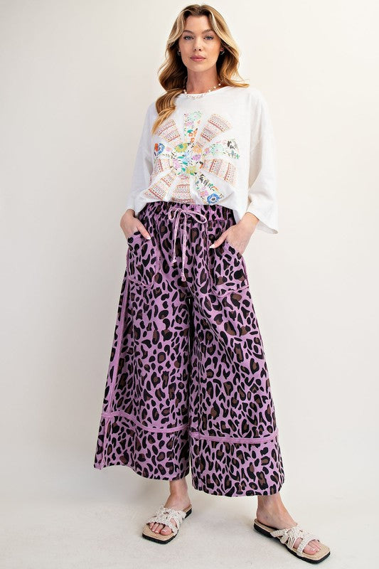 Animal Print Mineral Washed Lounge Pants Orchid