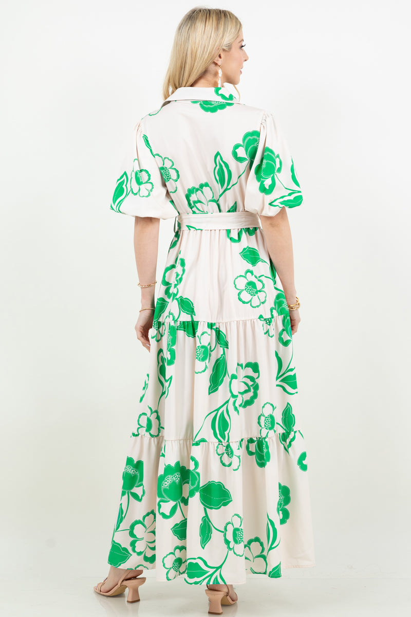 kelly green floral dress Maxi Floral design