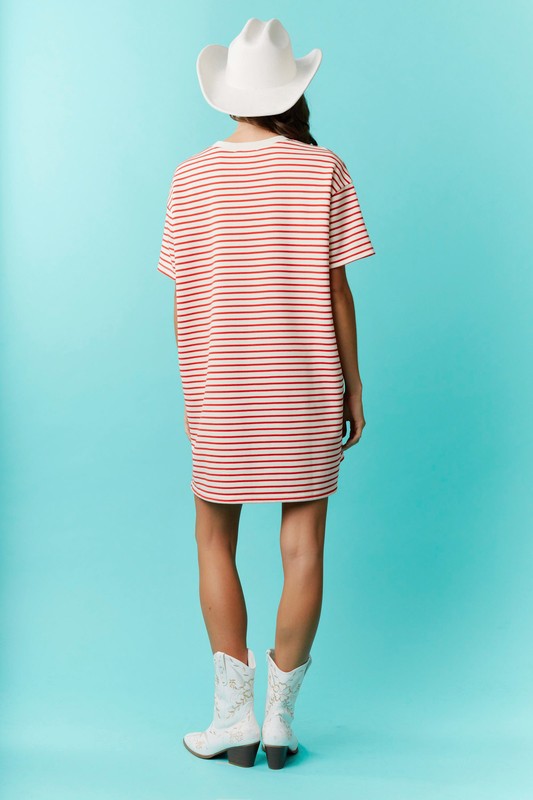 Stars Stripes Relaxed T-Shirt Dress Red