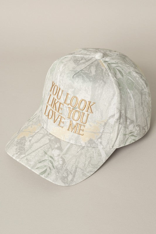 You Look Like You Love Me Camo Cap Beige