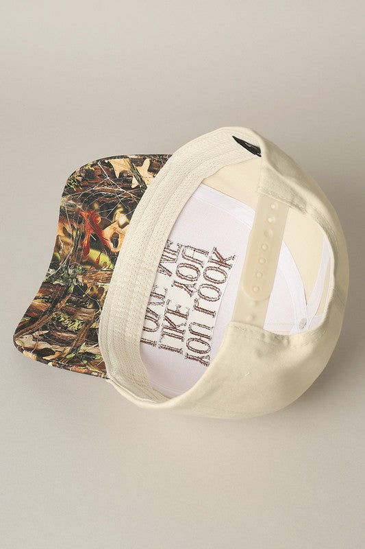 You Look Like You Love Me Camo Trucker Cap Brown