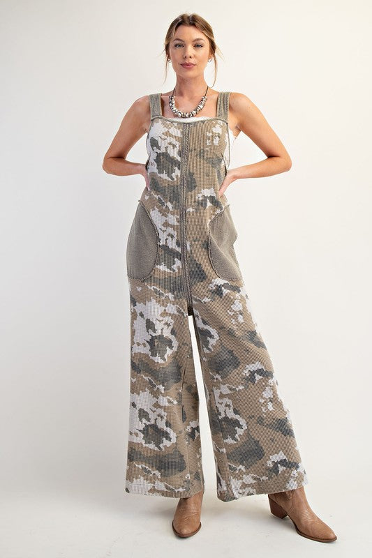 Camouflage Thermal Washed Jumpsuit Olive