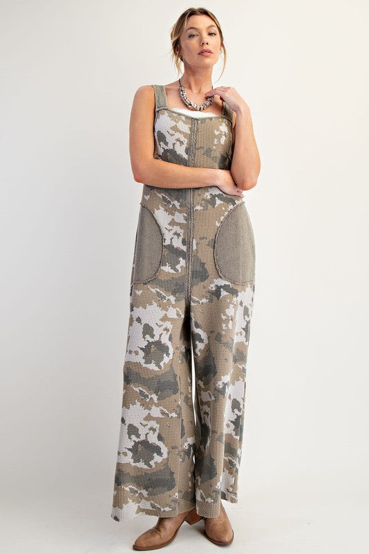 Camouflage Thermal Washed Jumpsuit Olive