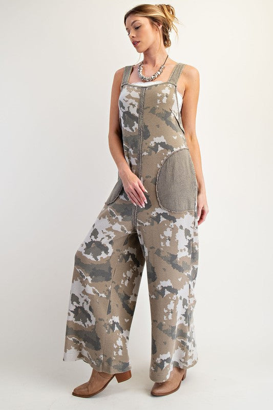 Camouflage Thermal Washed Jumpsuit Olive