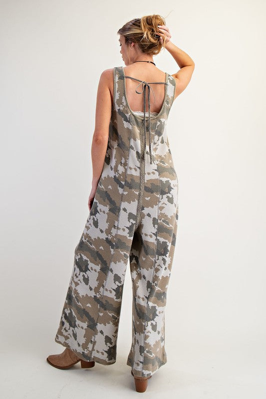 Camouflage Thermal Washed Jumpsuit Olive