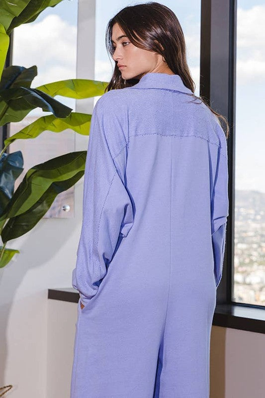 Oversize Textured Jumpsuit Periwinkle
