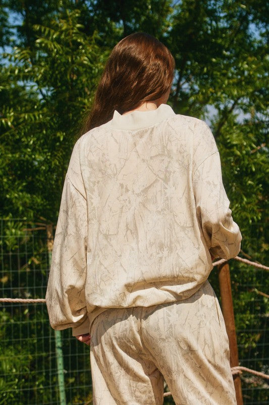 Camo Mock Neck Sweatshirt Taupe