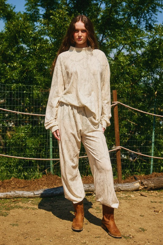 Camo Mock Neck Sweatshirt Taupe