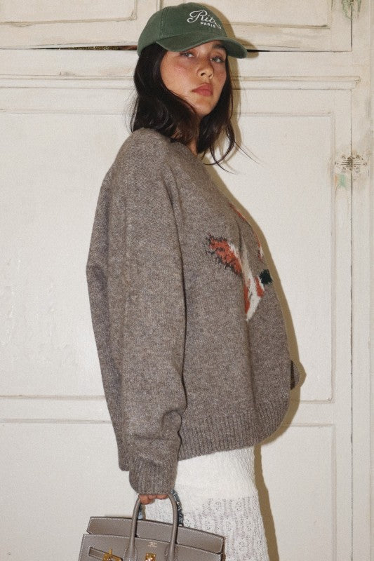 Flying Mallard Duck Knit Sweater Mocha