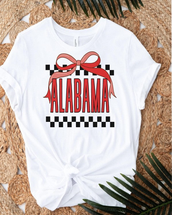 Alabama Checkered Bow Coquette Top White