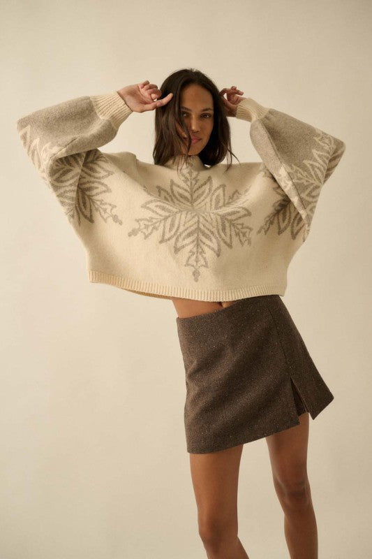 Snowflake Dolman Sleeve Sweater Cream
