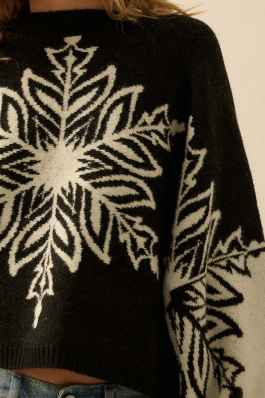 Snowflake Dolman Sleeve Sweater Black