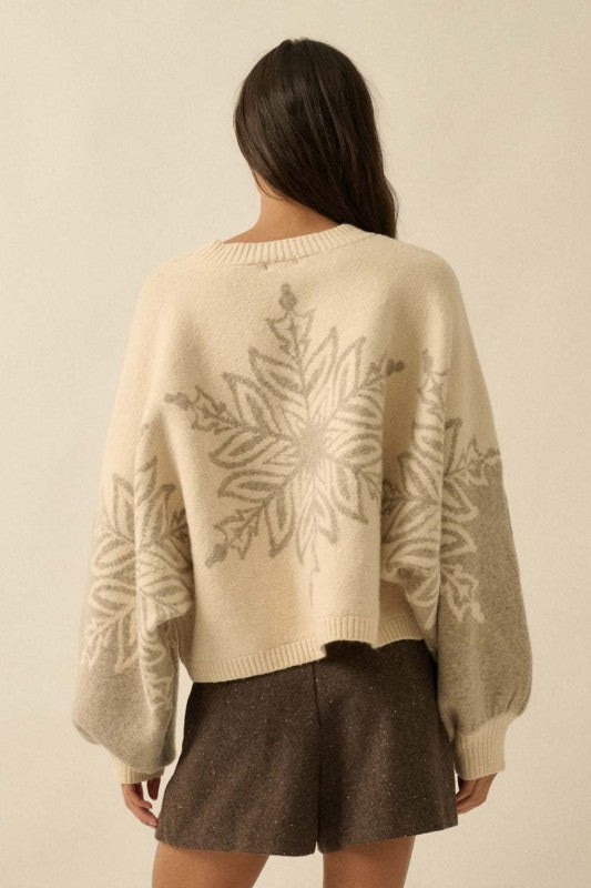 Snowflake Dolman Sleeve Sweater Cream