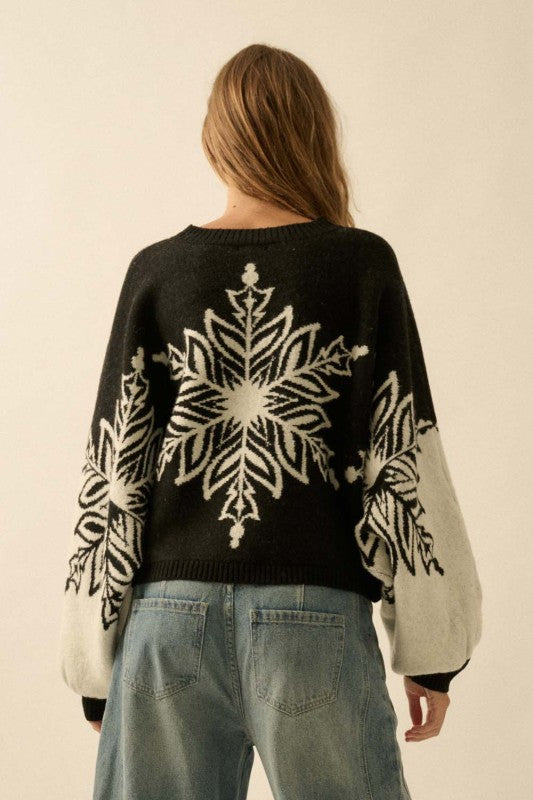 Snowflake Dolman Sleeve Sweater Black