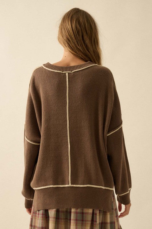 Exposed Seam Oversize Sweater Mocha