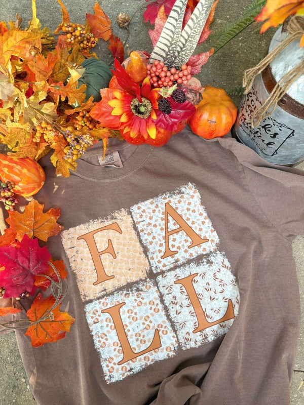 Fall Patchwork Graphic Tee Espresso