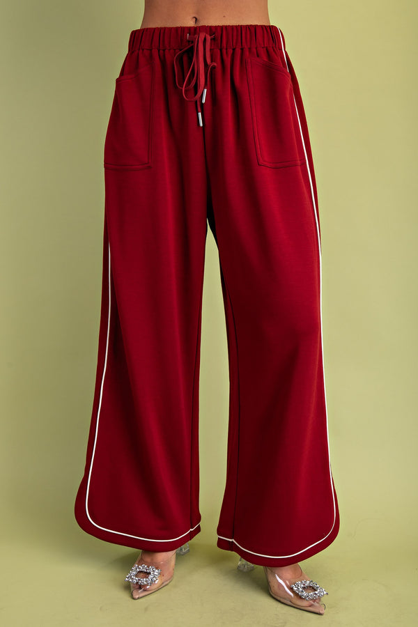 Striped Half Zip Top & Shorts Set Ruby - Southern Fashion Boutique