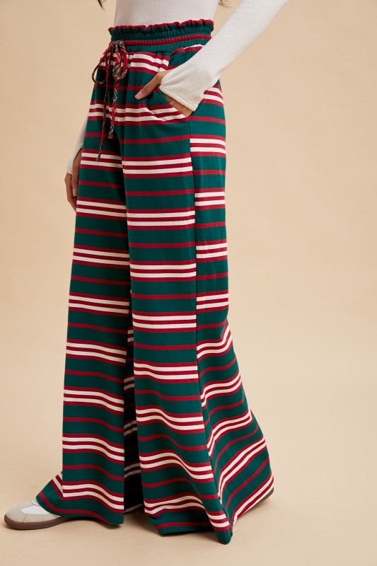 Multi Wide Palazzo Knit Pants Christmas