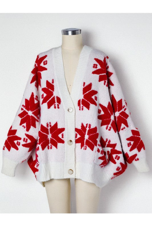 Star Snowflake Sweater Cardigan Cream