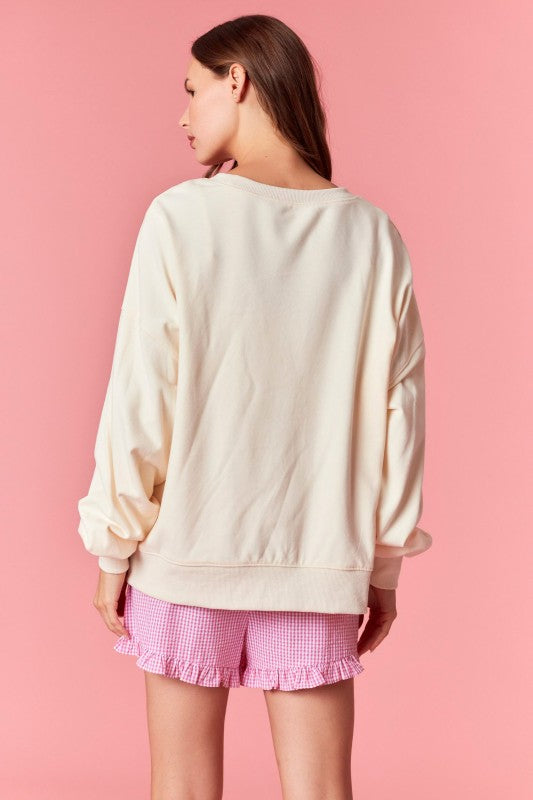 Christmas Corduroy Sweatshirt Cream