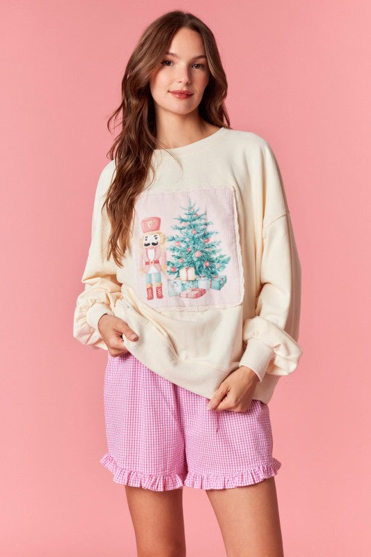 Christmas Corduroy Sweatshirt Cream