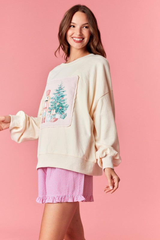 Christmas Corduroy Sweatshirt Cream