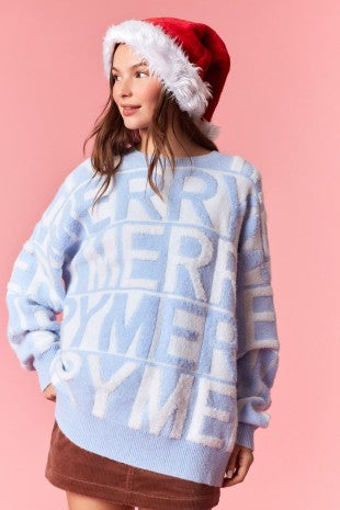 Merry 3d Yarn Sweater Dusty Blue