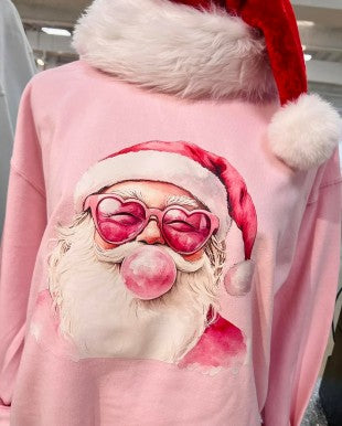 Bubble Gum Santa Sweatshirt Light Pink