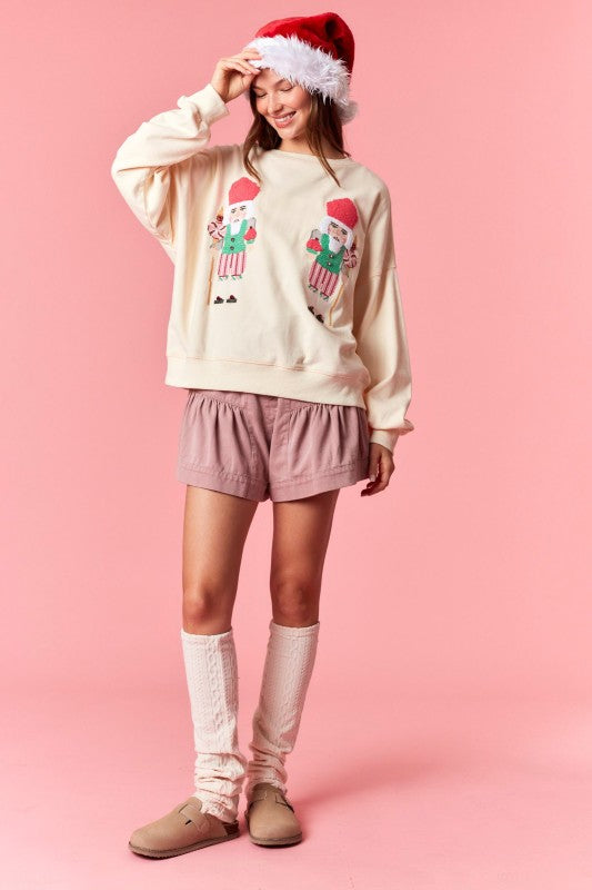 Embroidery Nutcracker Detail Sweater Ivory