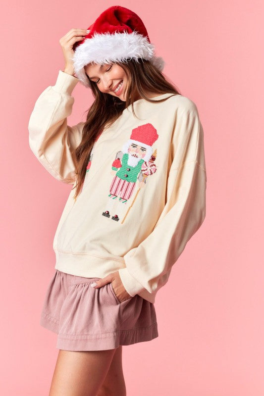Embroidery Nutcracker Detail Sweater Ivory