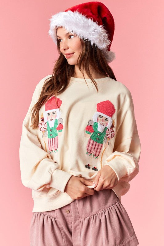 Embroidery Nutcracker Detail Sweater Ivory